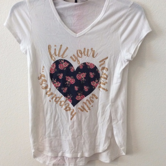 Fill your heart with happiness girl T-shirt size L - Picture 1 of 3
